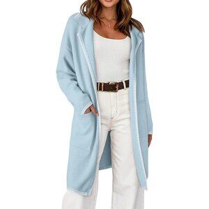 Versatile Sky Blue Women's Cardigan - Long Coatigan for Casual or Polished Looks